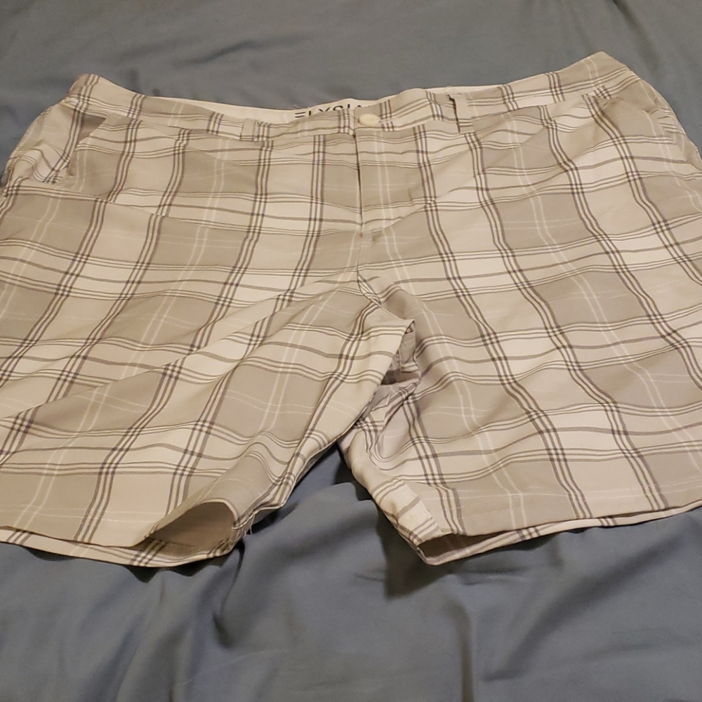 Hybrid board short grey and white plaid